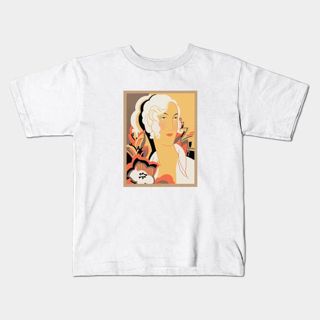 Retro Fashion Illustration Kids T-Shirt by Wilcox PhotoArt